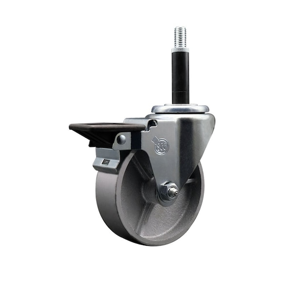 4'' Semi Steel Swivel 3/4'' Expanding Stem Caster with Brake